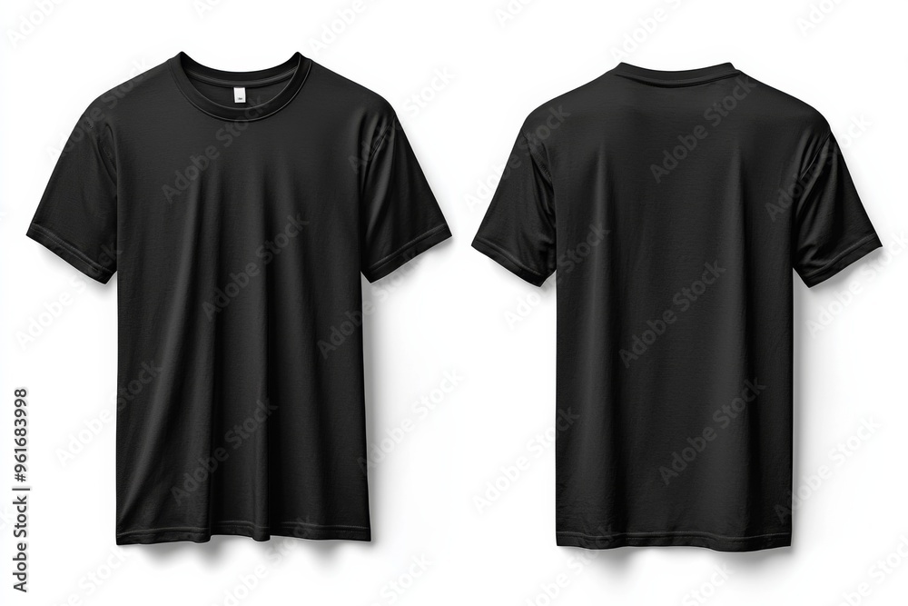 Black Tshirt Mockup Front and Back Isolated created with Generative AI Black Tshirt Mockup Front and Back Isolated created with Generative AI