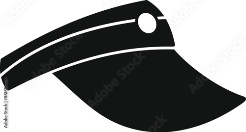 Black sun visor cap with button on top side view silhouette icon