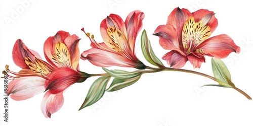 Vibrant Watercolor Floral Artwork Featuring Delicate Alstroemeria Blooms