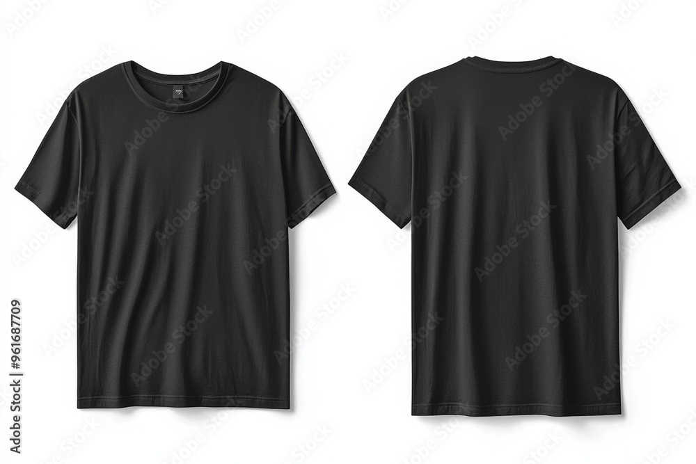 Black Tshirt Mockup Front and Back Isolated created with Generative AI Black Tshirt Mockup Front and Back Isolated created with Generative AI
