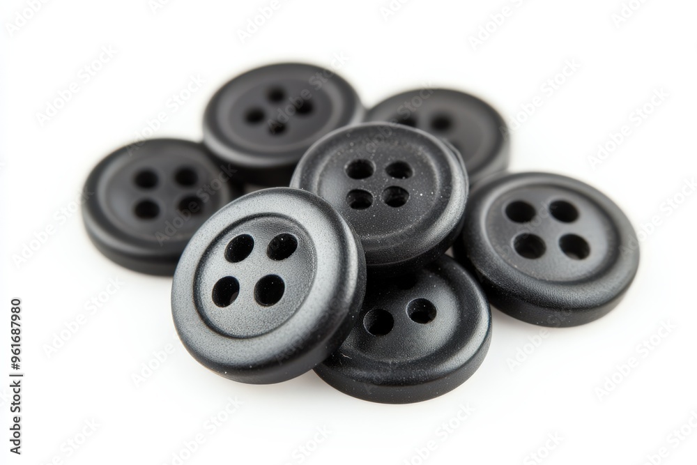 Black Sewing Buttons. Old Button Isolated on White Background. Sewing Concept with Clipping Path Black Sewing Buttons. Old Button Isolated on White Background. Sewing Concept with Clipping Path
