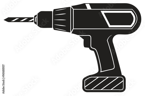 Electric drill machine silhouette vector, Drill icon