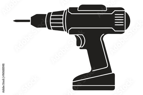 Electric drill machine silhouette vector, Drill icon
