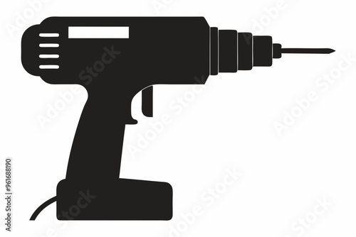 Electric drill machine silhouette vector, Drill icon