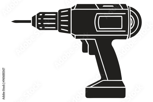 Drill icon, drill silhouette, Electric drill machine silhouette vector