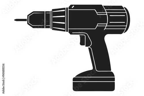Drill icon, drill silhouette, Electric drill machine silhouette vector
