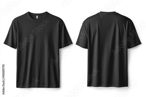 Black Tshirt Mockup Front and Back Isolated created with Generative AI