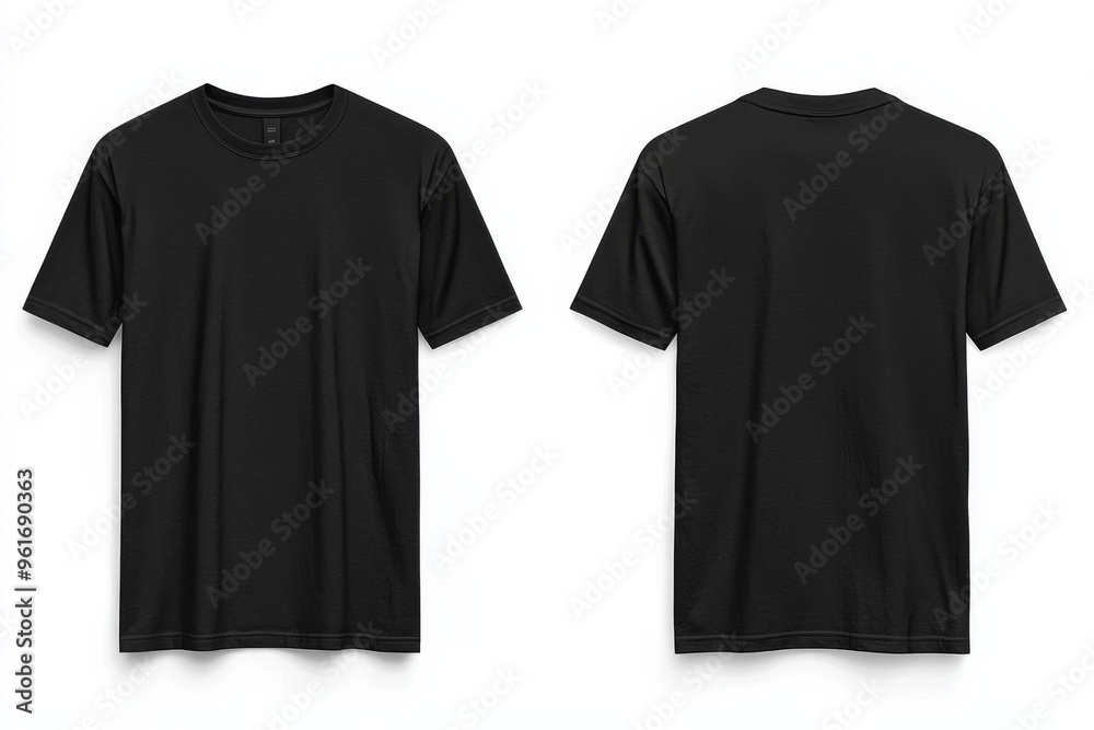 Black Tshirt Mockup Front and Back Isolated created with Generative AI