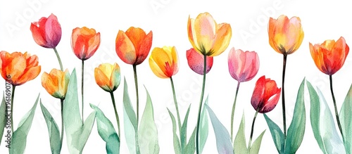 Vibrant Watercolor Tulips: A Stunning Floral Artwork for Spring Decor