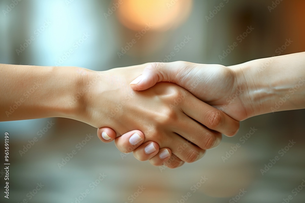 A businesswoman confidently shaking hands with a client after finalizing a deal, symbolizing a successful decision A businesswoman confidently shaking hands with a client after finalizing a deal, symbolizing a successful decision