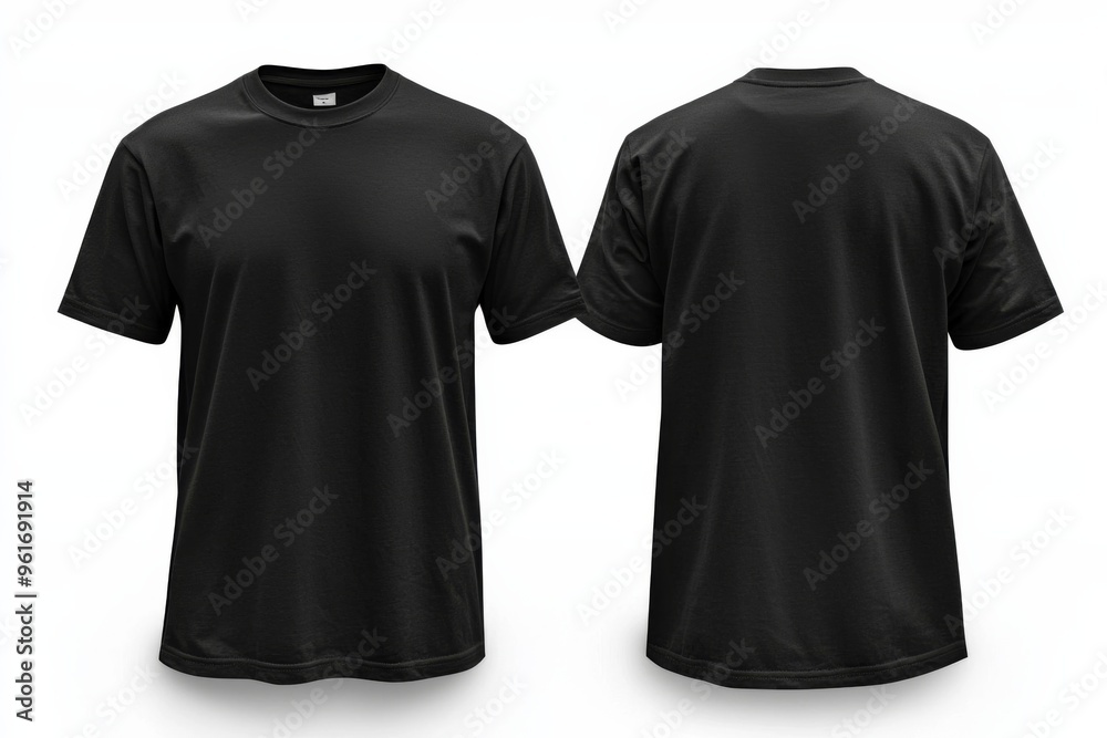 Black Tshirt Mockup Front and Back Isolated created with Generative AI Black Tshirt Mockup Front and Back Isolated created with Generative AI