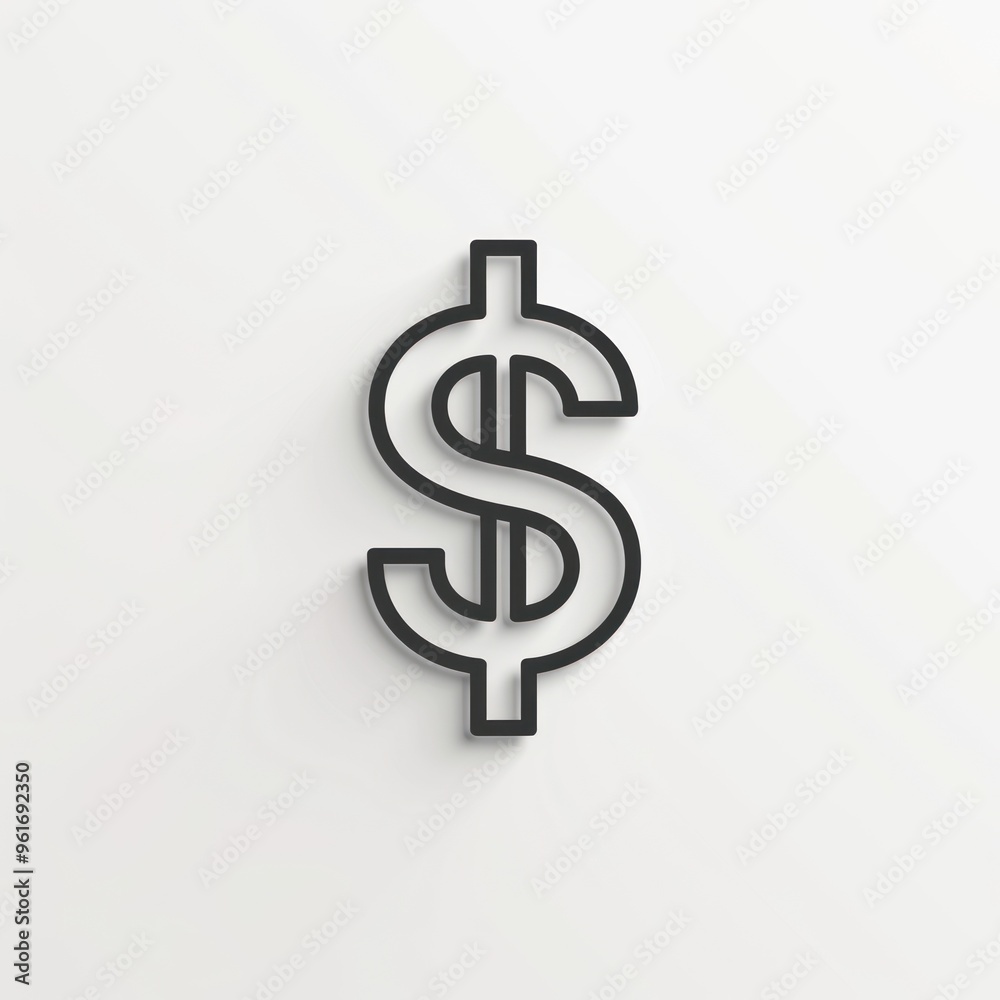 Simple black dollar sign with shadow on white background. Simple black dollar sign with shadow on white background.