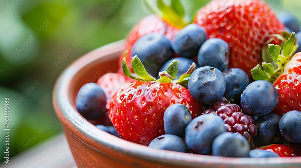 Fresh berries in a bowl, vibrant colors, healthy snack. Fresh berries in a bowl, vibrant colors, healthy snack.