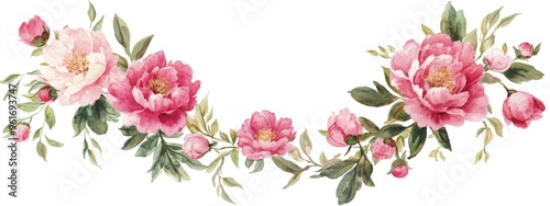 Elegant Watercolor Floral Design Featuring Pink Peonies for Nature-Inspired Decor
