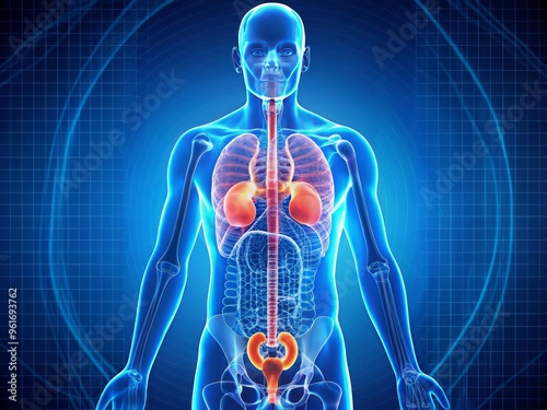 Functioning urinary system diagram photo