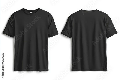 Black Tshirt Mockup Front and Back Isolated created with Generative AI