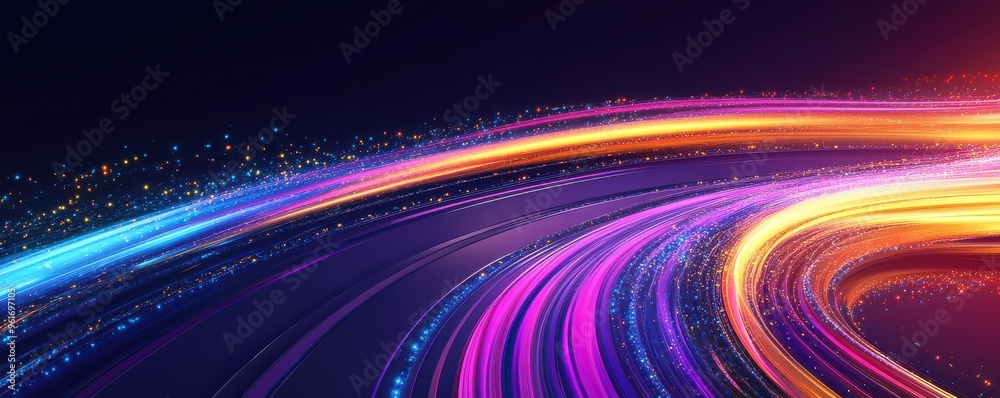 Vibrant digital artwork showcasing abstract swirling lights in dynamic colors creating a sense of energy and movement Vibrant digital artwork showcasing abstract swirling lights in dynamic colors creating a sense of energy and movement