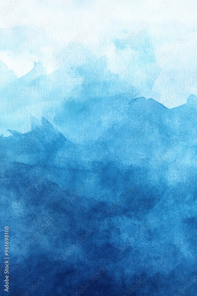 Obraz premium Blue Gradation Hand-Drawn Watercolor Texture Background Layer