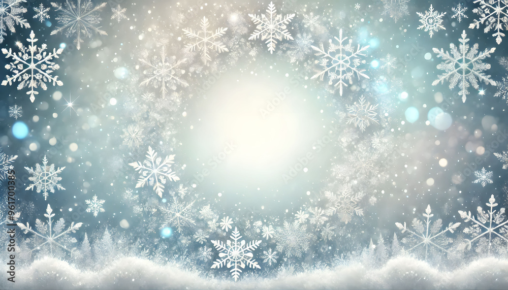 Elegant Winter-Themed Background with Delicate Snowflakes and Soft Glow in a Festive and Serene Atmosphere Elegant Winter-Themed Background with Delicate Snowflakes and Soft Glow in a Festive and Serene Atmosphere