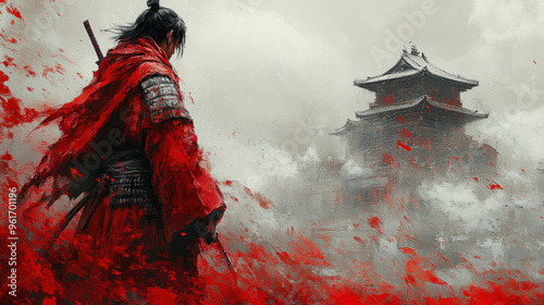 Artistic interpretations of samurai in urban environments, such as city streets or rooftops, portraying them as modern-day warriors.