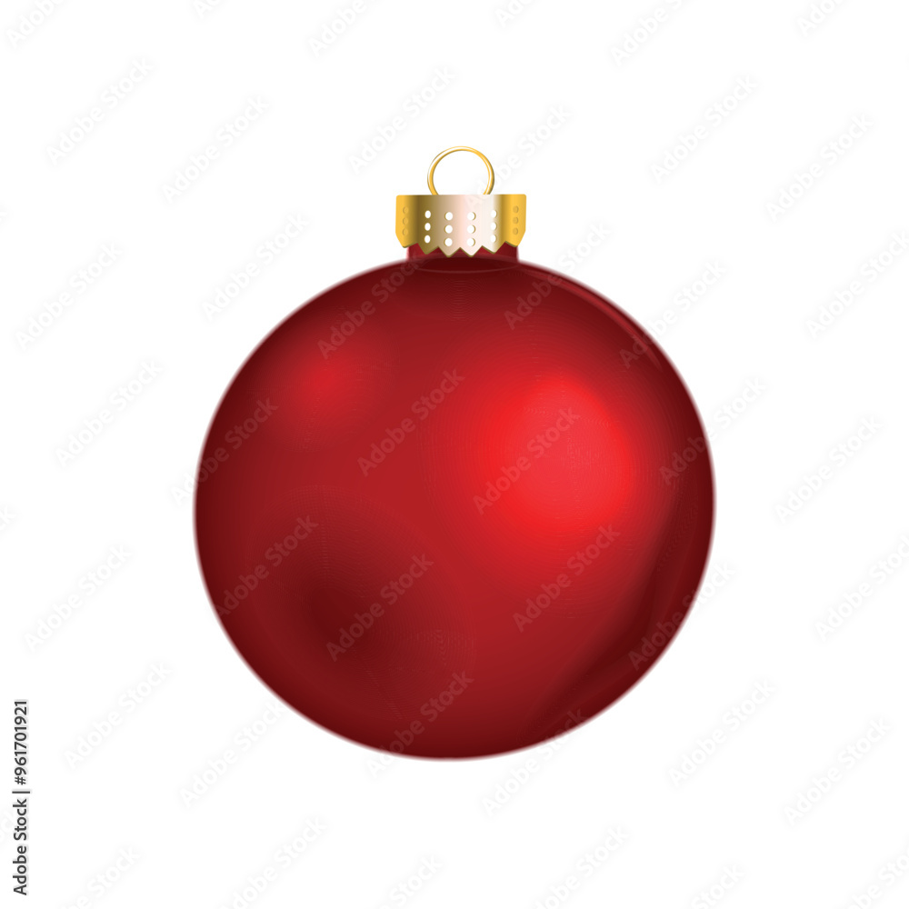 Realistic red shiny christmas ball ornament on transparent background. Realistic red shiny christmas ball ornament on transparent background.