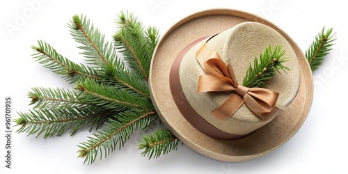 Fresh and Chic: This Stylish Hat Box is Now Available with a Beautiful Sprig of Fir and a photo