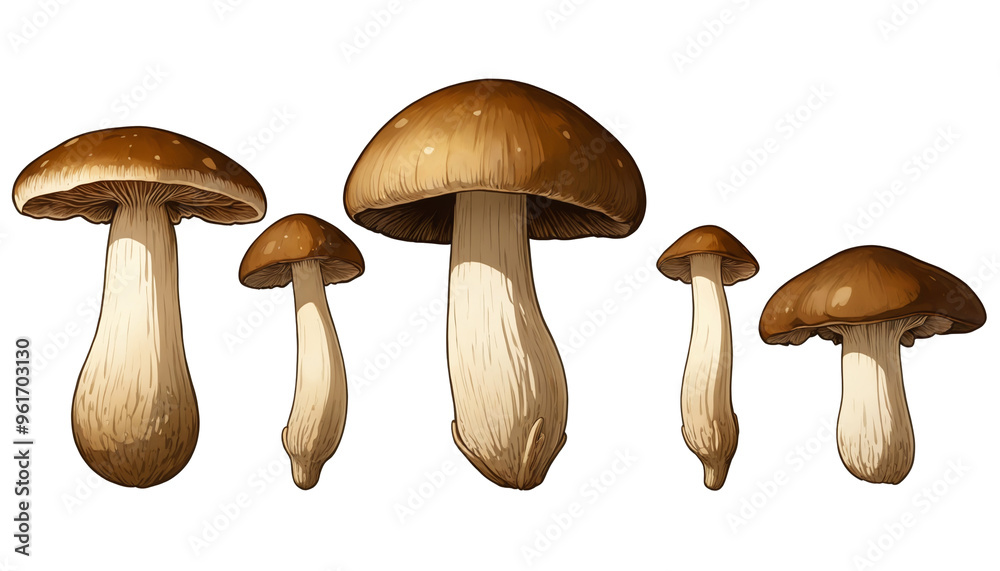 Mushroom Stalks with Cap on a transparent background Mushroom Stalks with Cap on a transparent background
