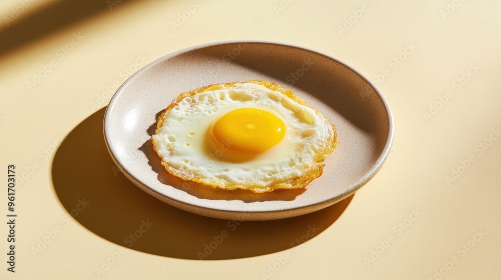 A plate with a fried egg on it A plate with a fried egg on it
