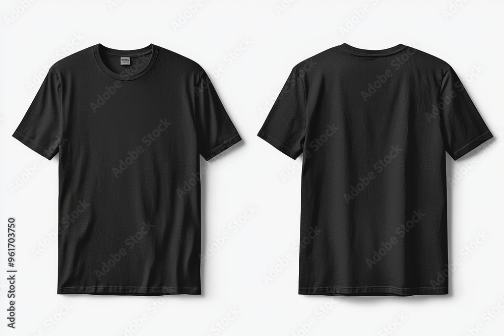 Black Tshirt Mockup Front and Back Isolated created with Generative AI Black Tshirt Mockup Front and Back Isolated created with Generative AI