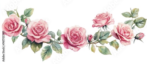 Delicate Pink Roses: A Beautiful Watercolor Floral Design for Home Decor