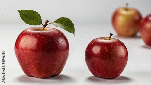 Red apple isolated on white background, full depth of field transparan background