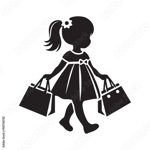 Cute girl Isolated shopping sale...vector illustration with white background