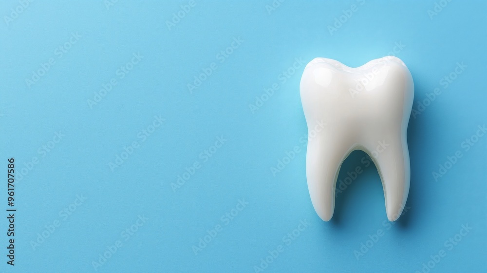 Blue background with white tooth, concept of dentistry, international dentist day. Blue background with white tooth, concept of dentistry, international dentist day.