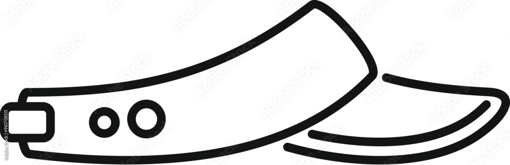 Simple black and white vector icon of an adjustable empty sun visor cap Simple black and white vector icon of an adjustable empty sun visor cap