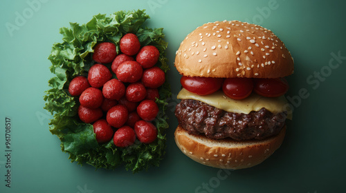 Burger and Tomatoes. photo