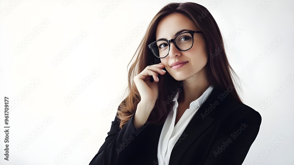 Beautiful Professional Woman Wearing Glasses and Office Suit Blazer with White Shirt Beautiful Professional Woman Wearing Glasses and Office Suit Blazer with White Shirt