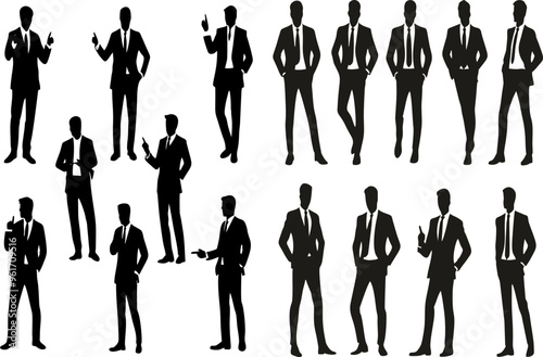 collection of silhouettes of a simple business entrepreneur