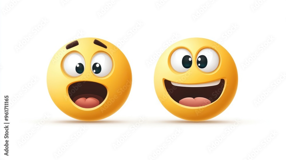 Flat Vector Design of an Emoji Face on White Background for Digital Use