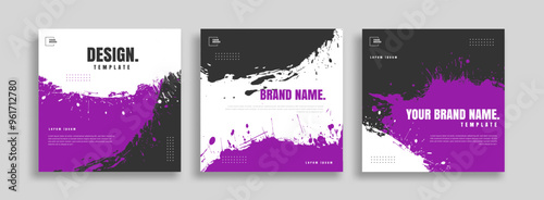 posts on social media vector illustration. Stylish graphics templates posts. dynamic abstractions typography photo. modern art paint and brush stains, fitness subjects gym. design frame post Template