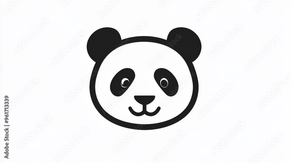 A simple black outline of a panda's head. A simple black outline of a panda's head.