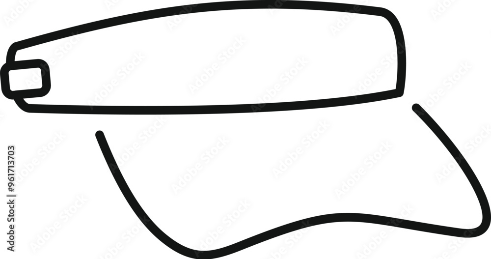 Simple line drawing of a sun visor, a popular type of headwear for outdoor activities and sun protection Simple line drawing of a sun visor, a popular type of headwear for outdoor activities and sun protection