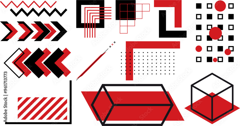 Abstract Geometric Vector Design Elements in Red and Black, Perfect for Modern Graphic Design, UI/UX, Web Design, and Decorative Elements in Creative Projects Abstract Geometric Vector Design Elements in Red and Black, Perfect for Modern Graphic Design, UI/UX, Web Design, and Decorative Elements in Creative Projects