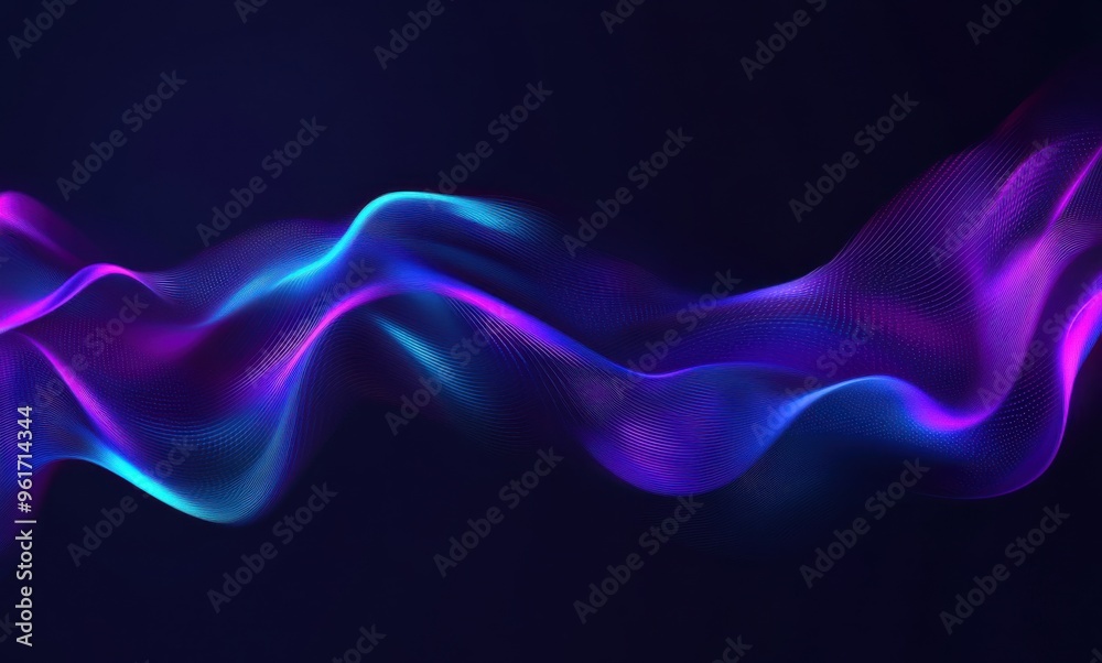 Abstract background with vibrant sound waves in neon shades of purple, blue, and pink creating a dynamic and energetic visual effect. Abstract background with vibrant sound waves in neon shades of purple, blue, and pink creating a dynamic and energetic visual effect.