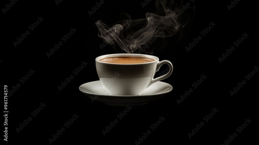 Cup of coffee on a black background. Cup of coffee on a black background.