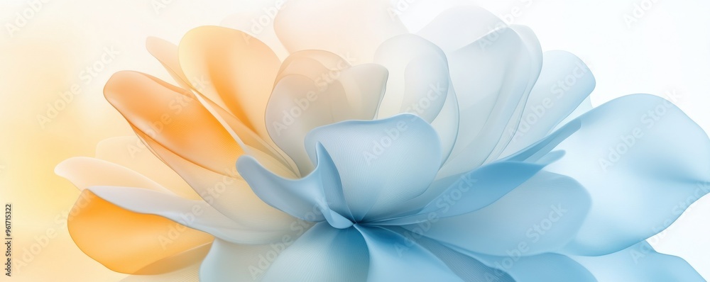 Abstract blue and yellow gradient petals in a soft, flowing pattern creating a soothing and elegant visual experience Abstract blue and yellow gradient petals in a soft, flowing pattern creating a soothing and elegant visual experience