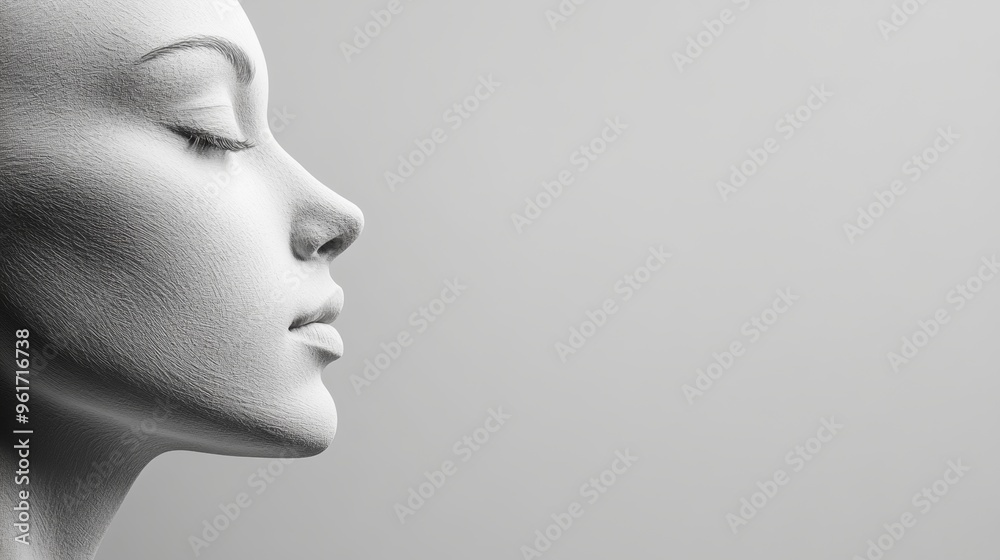 A woman's face is shown in a white background A woman's face is shown in a white background