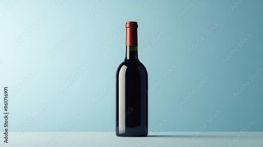 A bottle of red wine is sitting on a table A bottle of red wine is sitting on a table