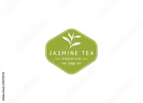 Tea leaf logo design template. Tea shop icon, tea store, packaging product logo vector illustration.