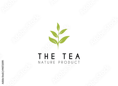 Tea leaf logo design template. Tea shop icon, tea store, packaging product logo vector illustration.
