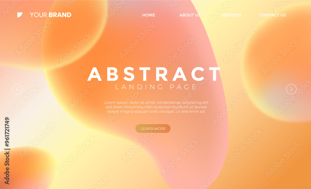 Landing page Orange waves background vector. Fluid gradient shapes composition. Futuristic design posters. Trendy, Orange liquid poster